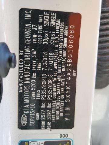 Photo 10 from auction – 2011 KIA SORENTO BA with VIN 5XYKT4A29BG106080