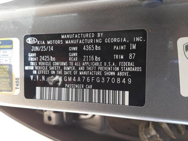 Photo 10 from auction – 2015 KIA OPTIMA LX with VIN 5XXGM4A76FG370849