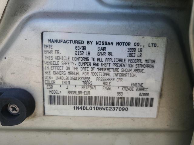 Photo 10 from auction – 1998 NISSAN ALTIMA XE with VIN 1N4DL01D5WC237090
