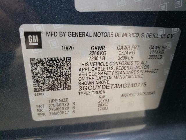 Photo 10 from auction – 2021 CHEVROLET SILVERADO with VIN 3GCUYDET3MG140775