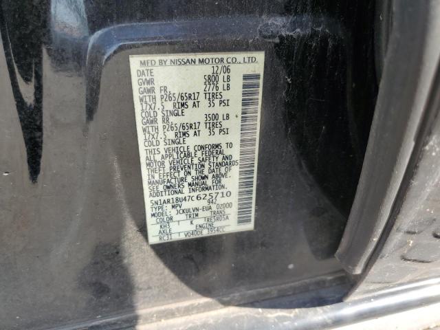 Photo 10 from auction – 2007 NISSAN PATHFINDER with VIN 5N1AR18U47C625710