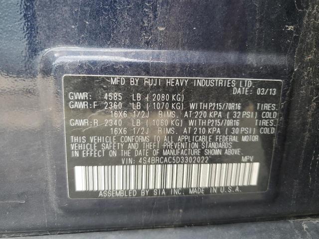 Photo 10 from auction – 2013 SUBARU OUTBACK 2. with VIN 4S4BRCAC5D3302022