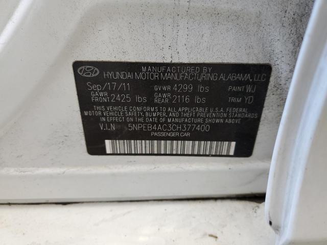 Photo 10 from auction – 2012 HYUNDAI SONATA GLS with VIN 5NPEB4AC3CH377400
