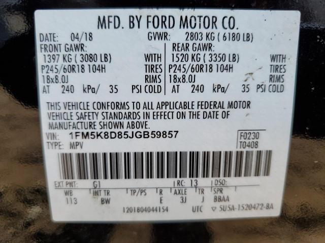 Photo 10 from auction – 2018 FORD EXPLORER X with VIN 1FM5K8D85JGB59857
