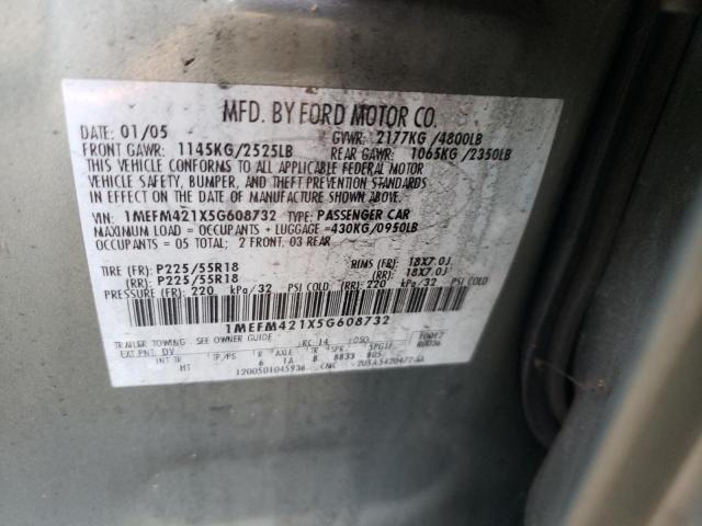 Photo 10 from auction – 2005 MERCURY MONTEGO PR with VIN 1MEFM421X5G608732