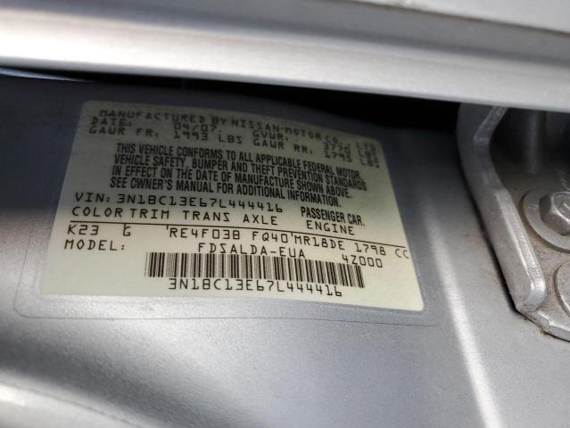 Photo 10 from auction – 2007 NISSAN VERSA S with VIN 3N1BC13E67L444416