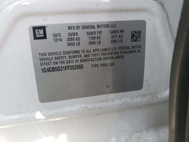 Photo 10 from auction – 2015 BUICK LACROSSE with VIN 1G4GB5G31FF252900