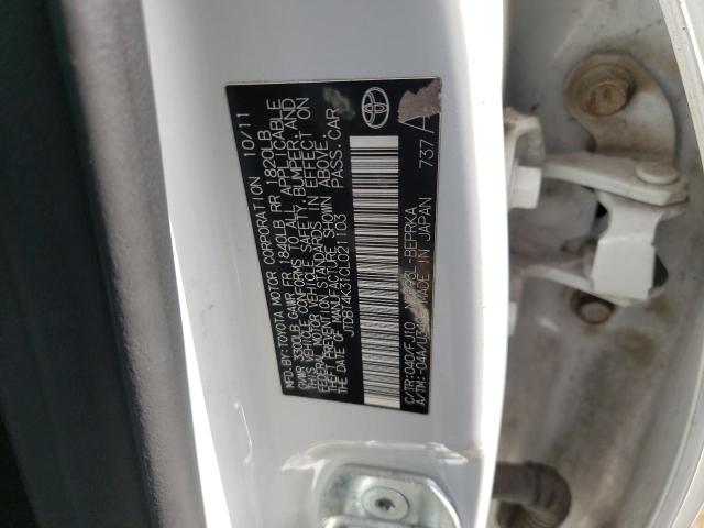 Photo 10 from auction – 2012 TOYOTA YARIS with VIN JTDBT4K31CL021103