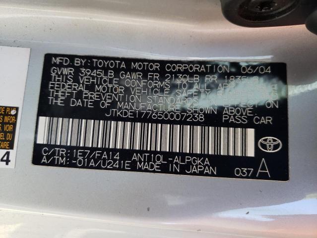 Photo 10 from auction – 2005 TOYOTA SCION TC with VIN JTKDE177650007238