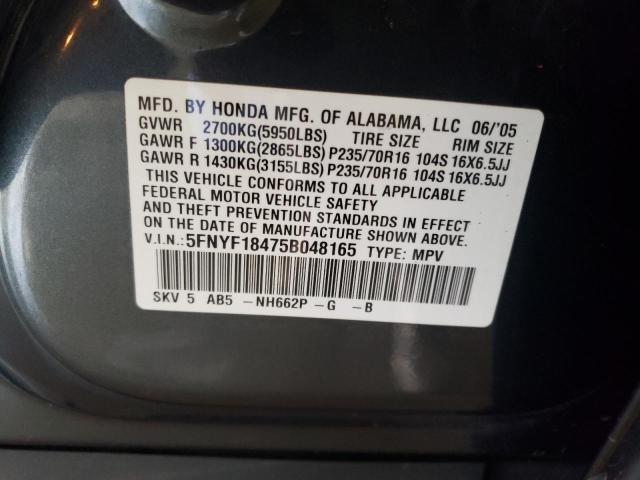 Photo 10 from auction – 2005 HONDA PILOT EX with VIN 5FNYF18475B048165
