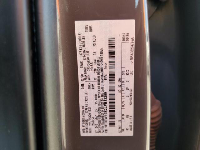 Photo 10 from auction – 2020 FORD F150 SUPER with VIN 1FTEW1E52LFB33259
