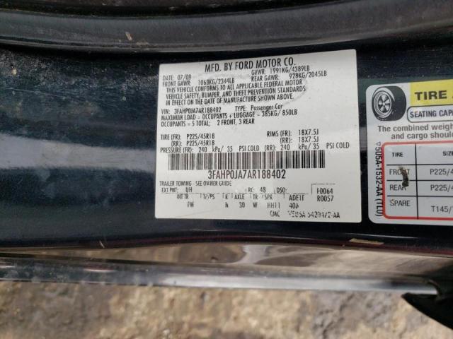 Photo 10 from auction – 2010 FORD FUSION SEL with VIN 3FAHP0JA7AR188402
