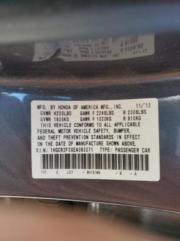 Photo 10 from auction – 2014 HONDA ACCORD LX with VIN 1HGCR2F3XEA080071
