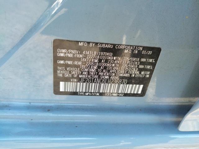 Photo 10 from auction – 2020 SUBARU CROSSTREK with VIN JF2GTANC6LH236870