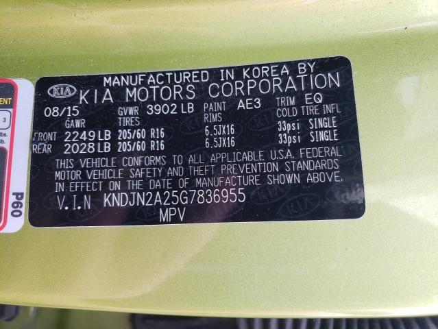 Photo 10 from auction – 2016 KIA SOUL with VIN KNDJN2A25G7836955