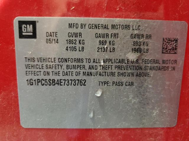 Photo 10 from auction – 2014 CHEVROLET CRUZE LT with VIN 1G1PC5SB4E7373762