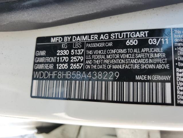 Photo 10 from auction – 2011 MERCEDES-BENZ E 350 4MAT with VIN WDDHF8HB5BA438229