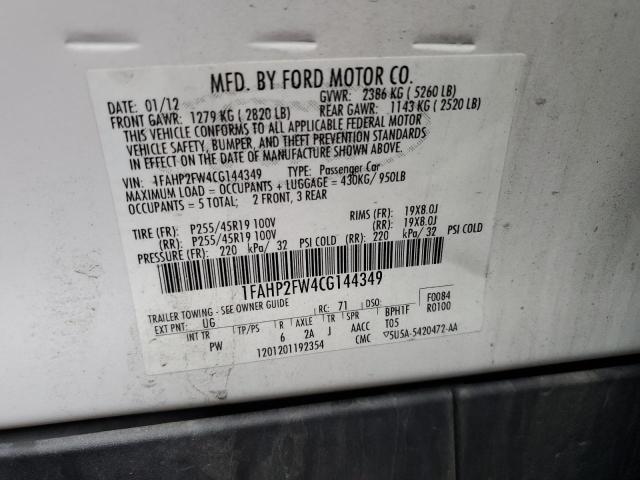Photo 10 from auction – 2012 FORD TAURUS LIM with VIN 1FAHP2FW4CG144349