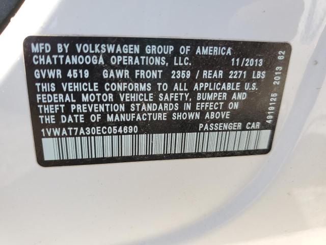 Photo 10 from auction – 2014 VOLKSWAGEN PASSAT S with VIN 1VWAT7A30EC054690