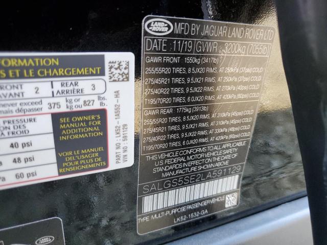 Photo 10 from auction – 2020 LAND ROVER RANGE ROVE with VIN SALGS5SE2LA591129