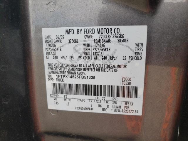 Photo 10 from auction – 2005 FORD F150 with VIN 1FTPX14525FB51335