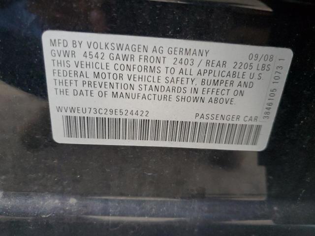 Photo 10 from auction – 2009 VOLKSWAGEN CC with VIN WVWEU73C29E524422