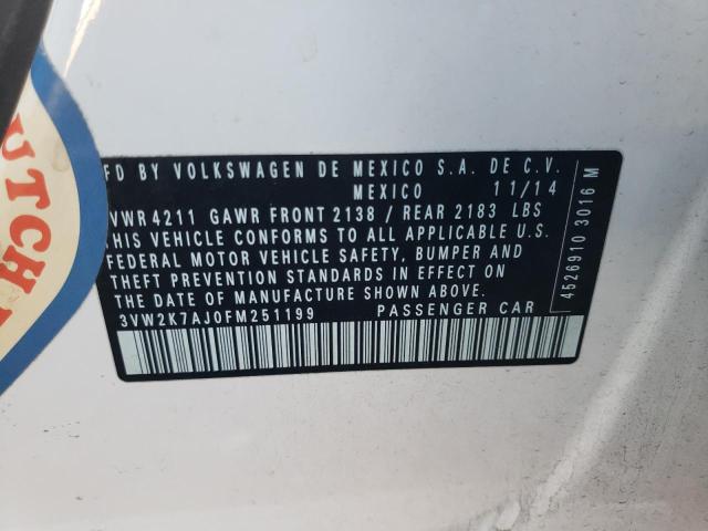 Photo 10 from auction – 2015 VOLKSWAGEN JETTA BASE with VIN 3VW2K7AJ0FM251199