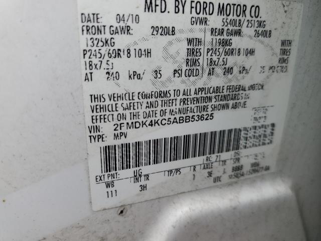 Photo 10 from auction – 2010 FORD EDGE with VIN 2FMDK4KC5ABB53625