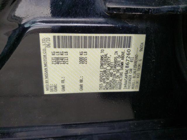 Photo 10 from auction – 2010 NISSAN MAXIMA S with VIN 1N4AA5AP8AC867260