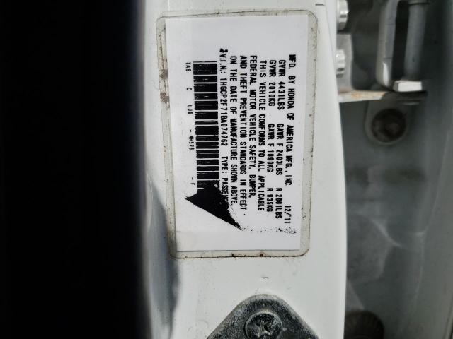 Photo 10 from auction – 2011 HONDA ACCORD EX with VIN 1HGCP2F71BA074762