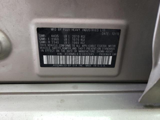 Photo 10 from auction – 2014 SUBARU LEGACY 2.5 with VIN 4S3BMBL61E3022345