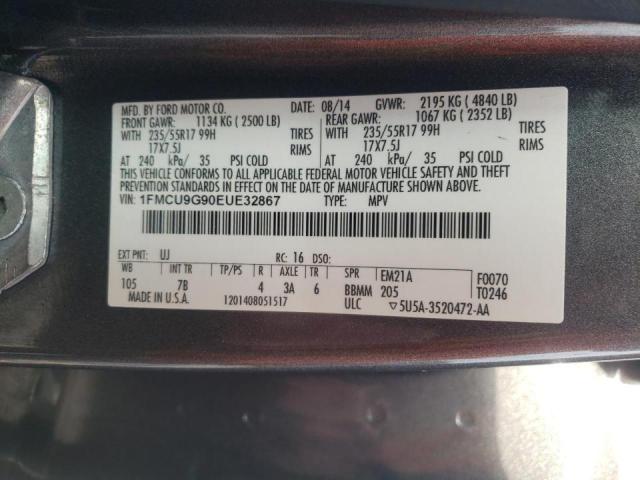 Photo 10 from auction – 2014 FORD ESCAPE SE with VIN 1FMCU9G90EUE32867
