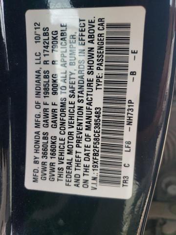 Photo 10 from auction – 2012 HONDA CIVIC LX with VIN 19XFB2F58CE385483