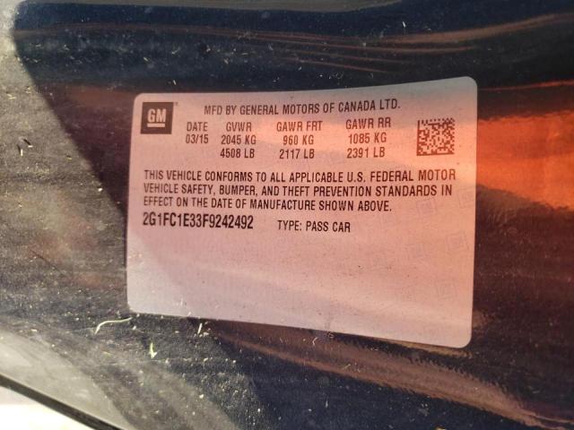 Photo 10 from auction – 2015 CHEVROLET CAMARO LT with VIN 2G1FC1E33F9242492