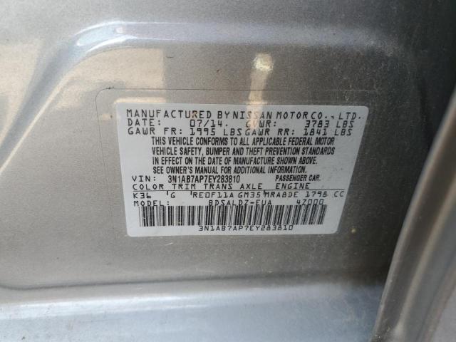Photo 10 from auction – 2014 NISSAN SENTRA S with VIN 3N1AB7AP7EY283810