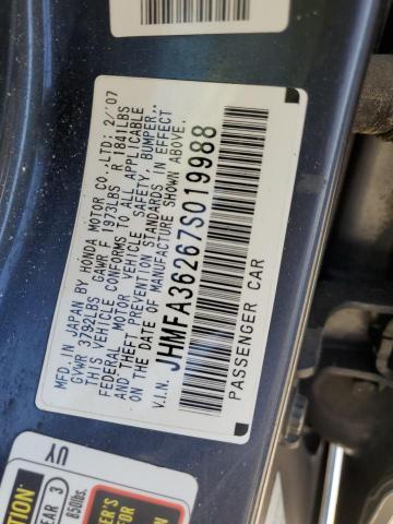 Photo 10 from auction – 2007 HONDA CIVIC HYBR with VIN JHMFA36267S019988