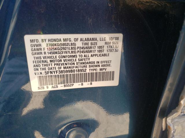 Photo 10 from auction – 2009 HONDA PILOT EXL with VIN 5FNYF38599B018952