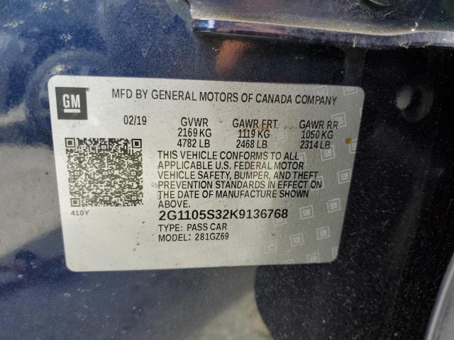Photo 10 from auction – 2019 CHEVROLET IMPALA PRE with VIN 2G1105S32K9136768