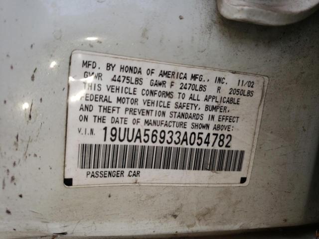 Photo 10 from auction – 2003 ACURA 3.2TL TYPE with VIN 19UUA56933A054782