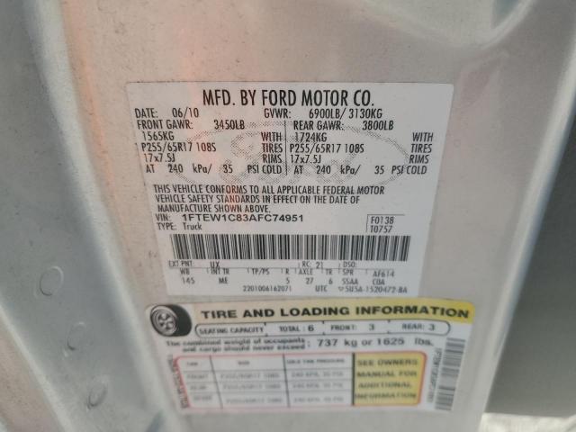 Photo 10 from auction – 2010 FORD F150 SUPER with VIN 1FTEW1C83AFC74951