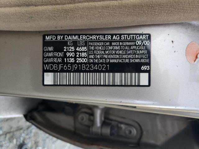 Photo 10 from auction – 2001 MERCEDES-BENZ E 320 with VIN WDBJF65J91B234021