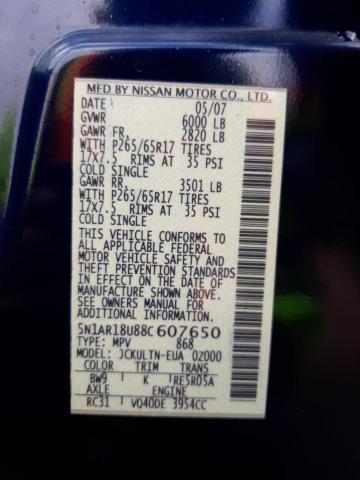 Photo 10 from auction – 2008 NISSAN PATHFINDER with VIN 5N1AR18U88C607650
