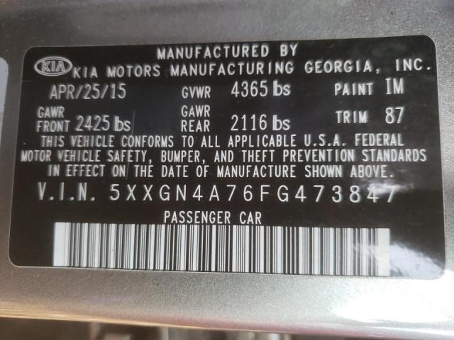 Photo 10 from auction – 2015 KIA OPTIMA EX with VIN 5XXGN4A76FG473847