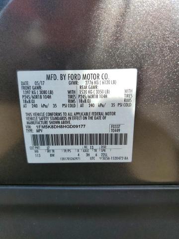 Photo 10 from auction – 2017 FORD EXPLORER X with VIN 1FM5K8DH8HGD09177