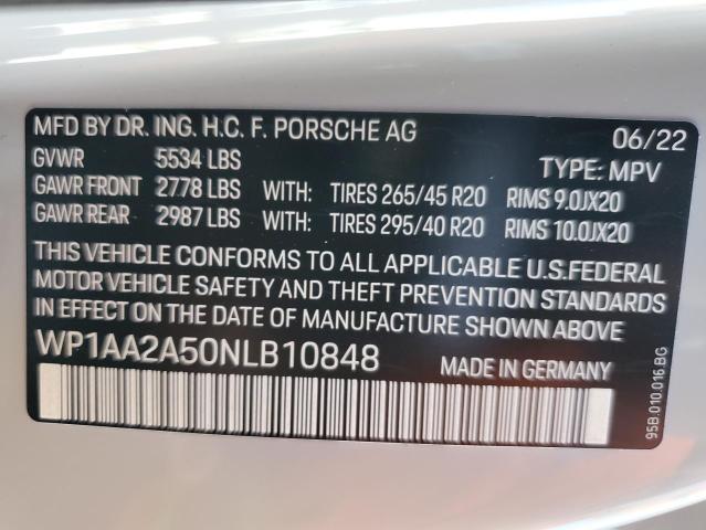 Photo 10 from auction – 2022 PORSCHE MACAN with VIN WP1AA2A50NLB10848