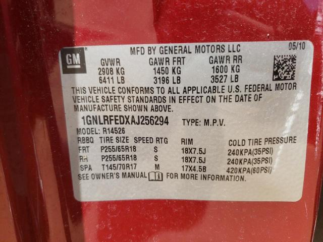 Photo 10 from auction – 2010 CHEVROLET TRAVERSE L with VIN 1GNLRFEDXAJ256294