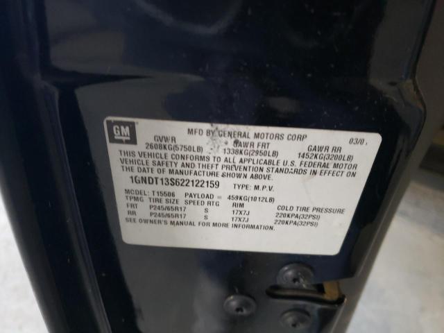 Photo 10 from auction – 2002 CHEVROLET TRAILBLAZE with VIN 1GNDT13S622122159