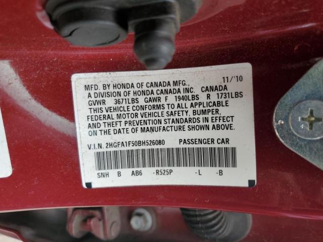 Photo 10 from auction – 2011 HONDA CIVIC LX with VIN 2HGFA1F50BH526080