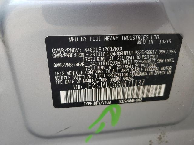 Photo 10 from auction – 2016 SUBARU FORESTER 2 with VIN JF2SJADC5GH471137