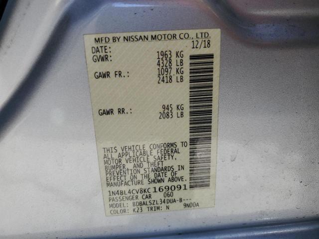 Photo 10 from auction – 2019 NISSAN ALTIMA SR with VIN 1N4BL4CV8KC169091
